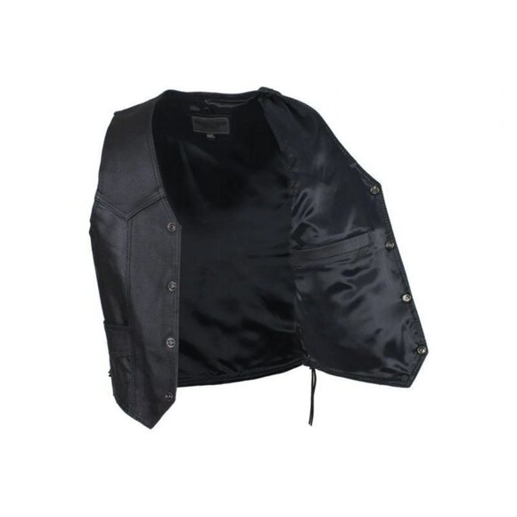 Dream Apparel Kids Motorcycle Genuine Leather Laced Biker Vest Black KD392 - Picture 6 of 7